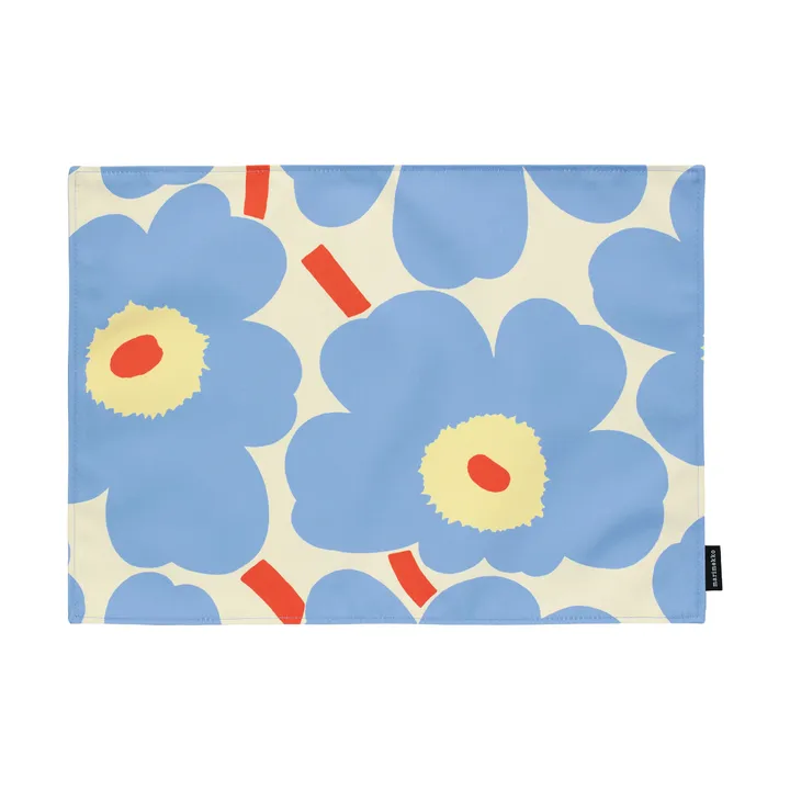Pieni Unikko dækkeserviet - Off white-light blue-melon-orange red, 31x42 cm - Marimekko