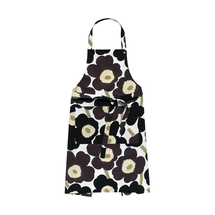 Pieni Unikko forklæde - White-dark grey-beige - Marimekko