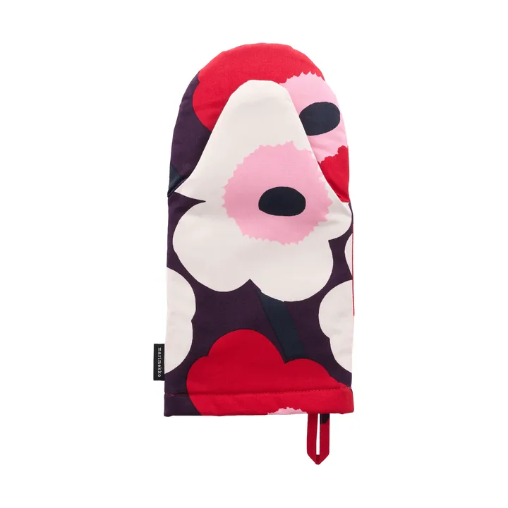 Pieni Unikko grydehandske - Plum-cranberry-off white-rose - Marimekko