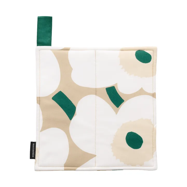 Pieni Unikko grydelap 21,5x21,5 cm - Sand-white-hay-emerald - Marimekko