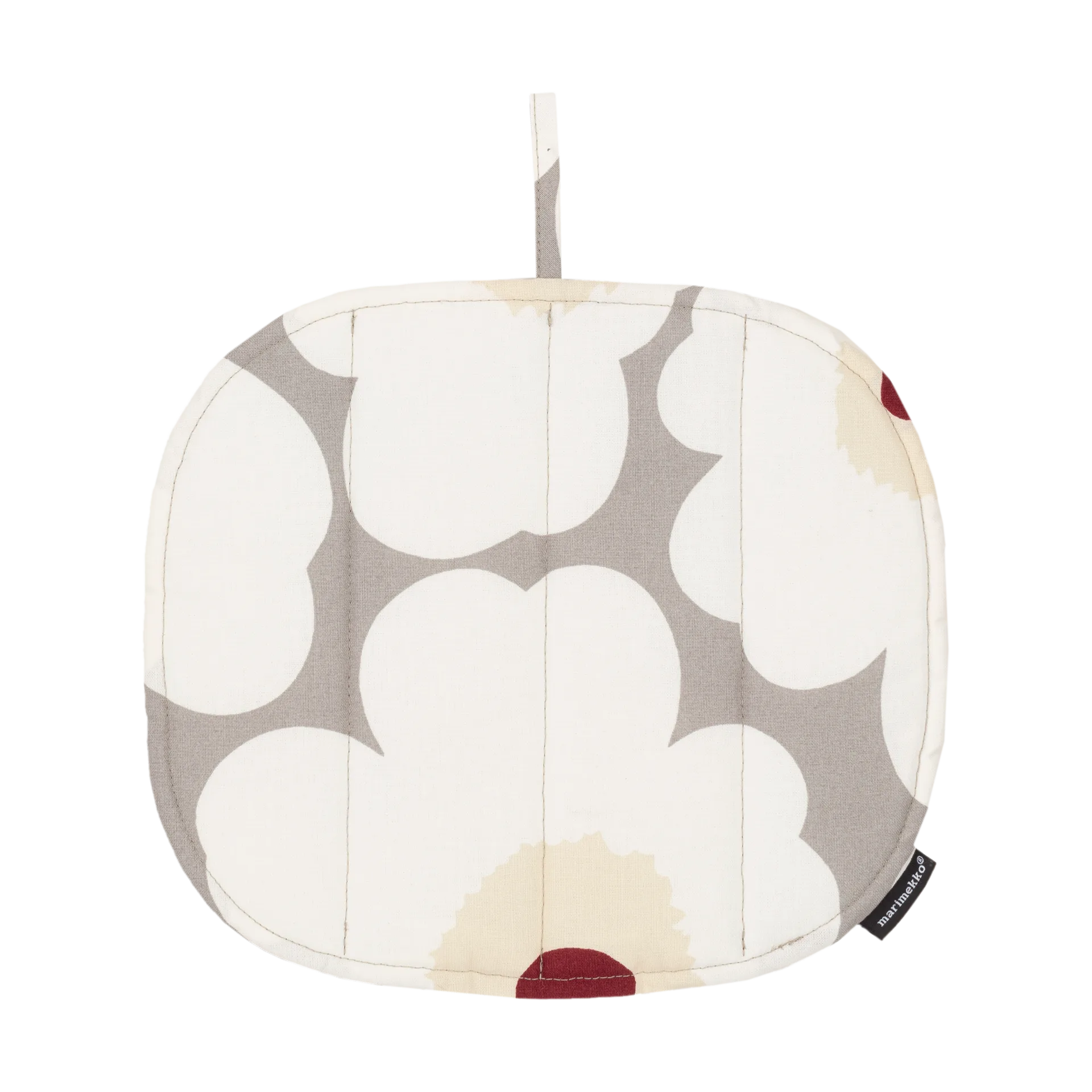 Pieni Unikko grydelap 22x25 cm, L. grey-white-d. red-yellow Marimekko