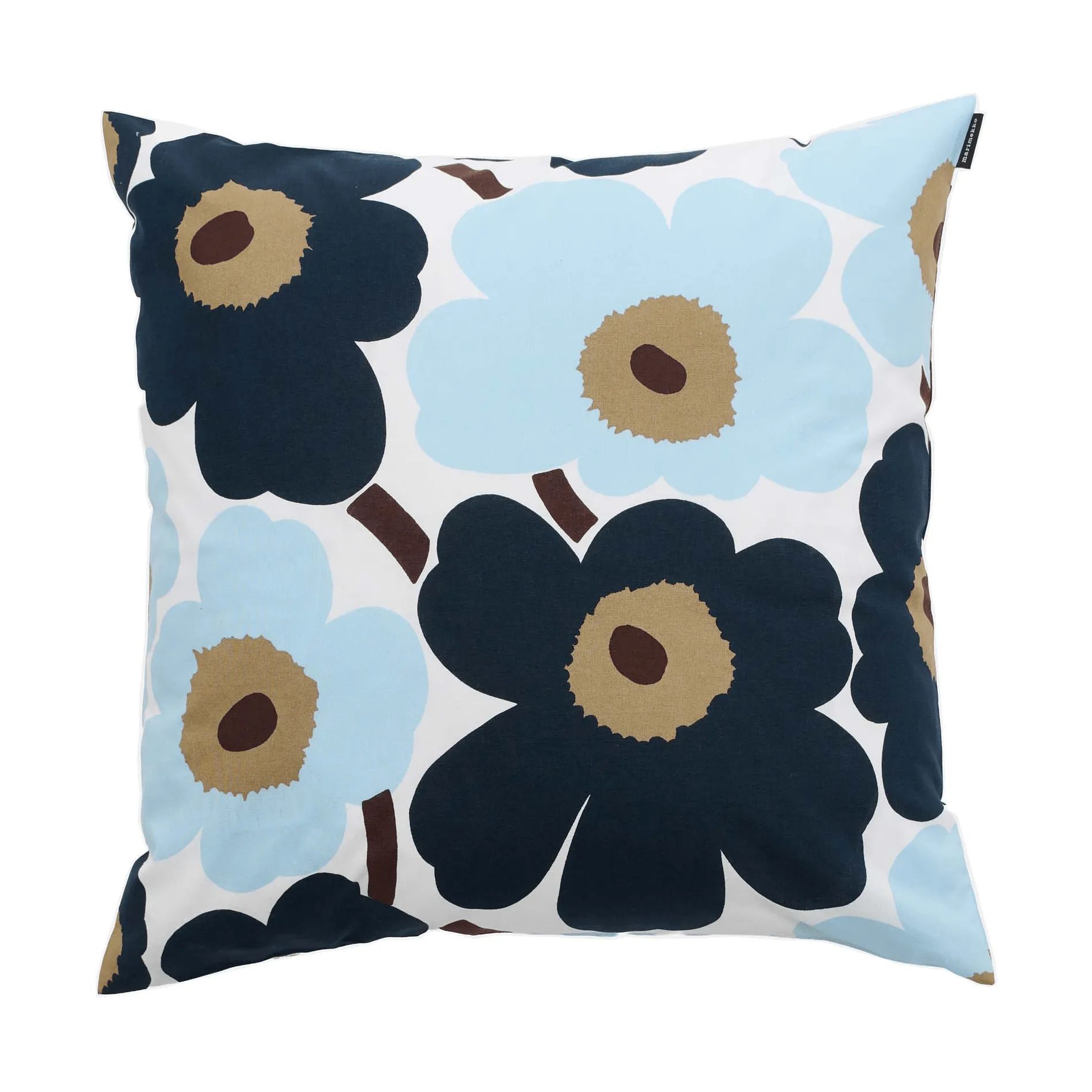 Pieni Unikko pudebetræk 50x50 cm, White-blueberry-cold blue-dark brown Marimekko