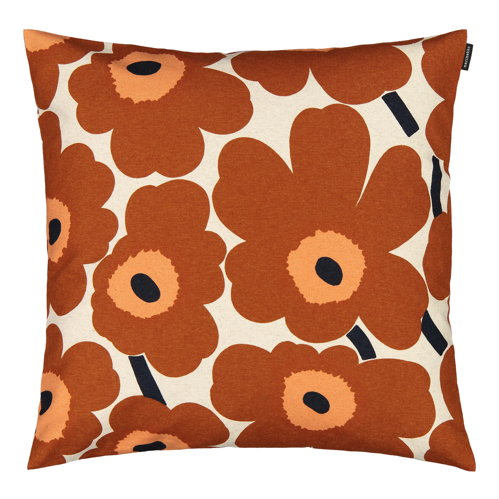 Pieni Unikko pudebetræk bomuld/hør 50x50 cm, Beige/Brun Marimekko