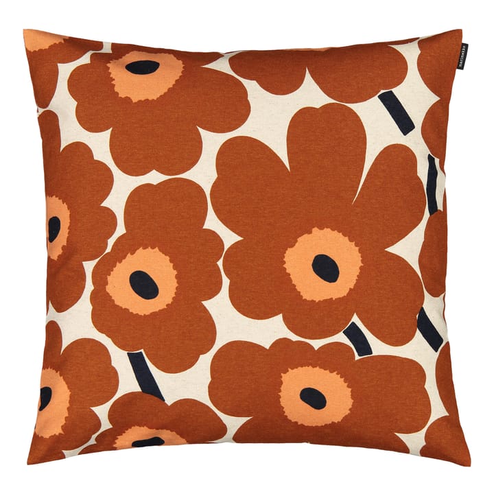 Pieni Unikko pudebetræk bomuld/hør 50x50 cm, Beige/Brun Marimekko