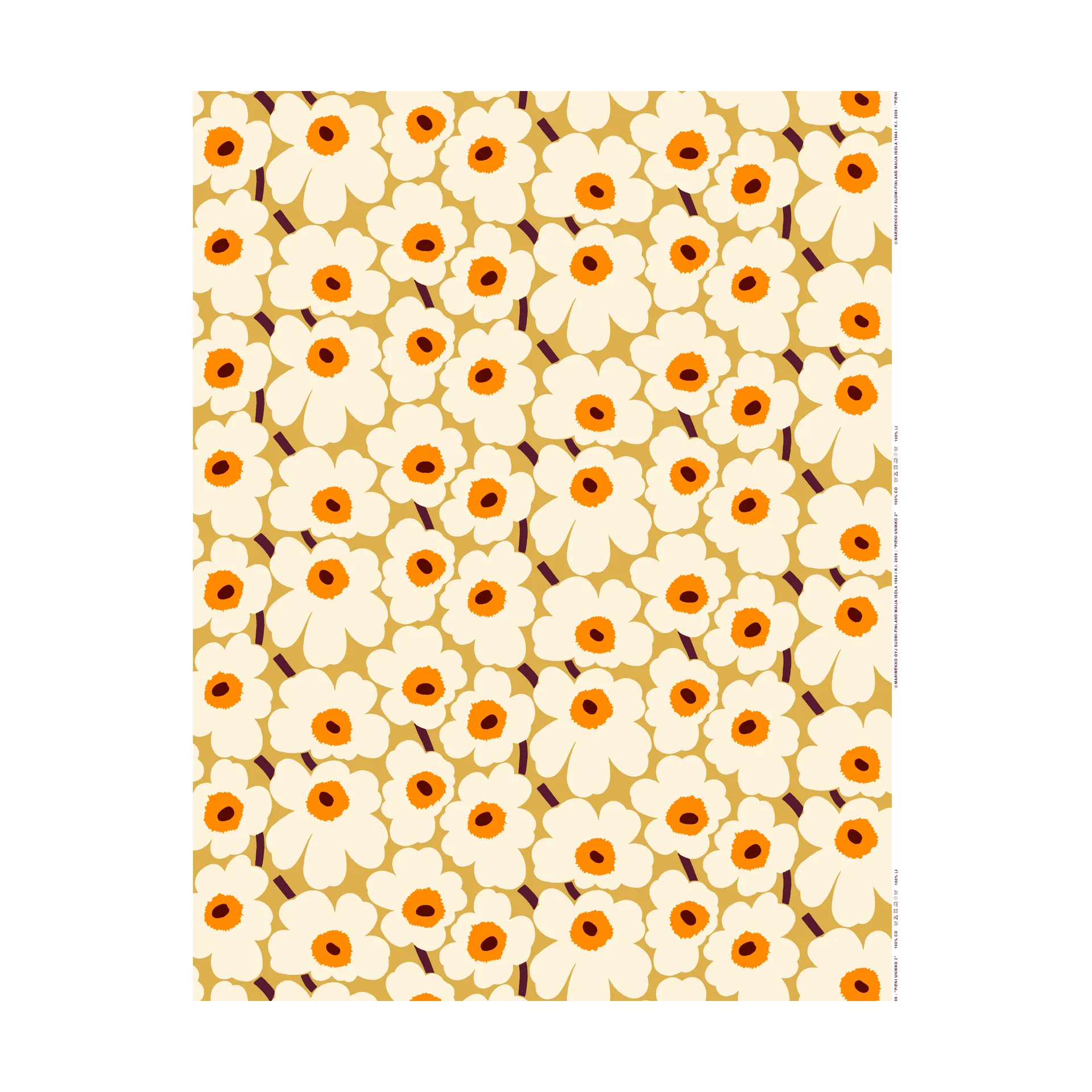 Pieni Unikko stof bomuld, Beige Marimekko