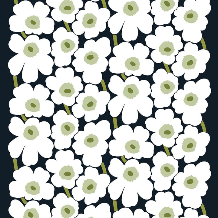 Pieni Unikko stof bomuld, sort-hvid-grøn Marimekko