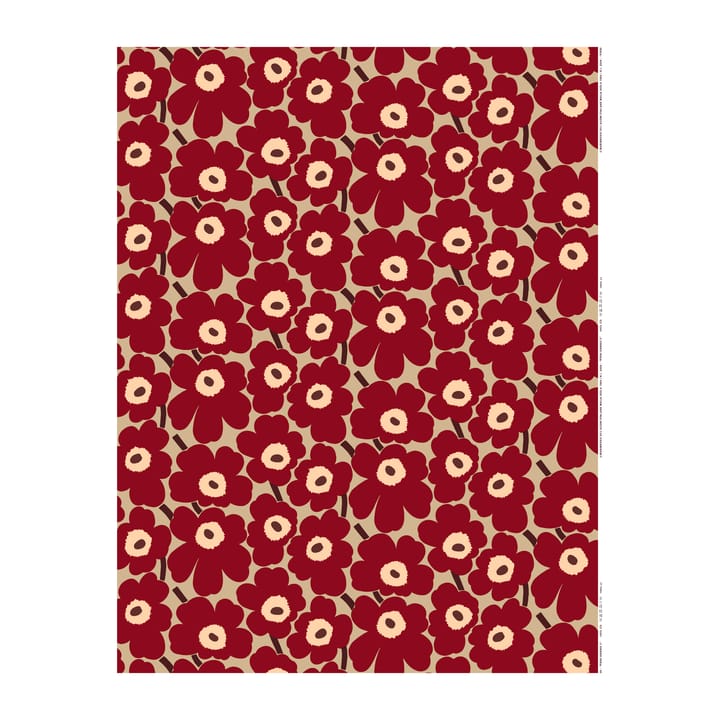 Pieni Unikko stof - Mørkerød/Beige/Brun - Marimekko