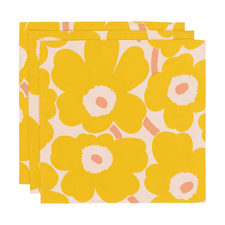 Pieni Unikko stofserviet 43x43 cm 3-pak - Cotton-yellow-pink - Marimekko