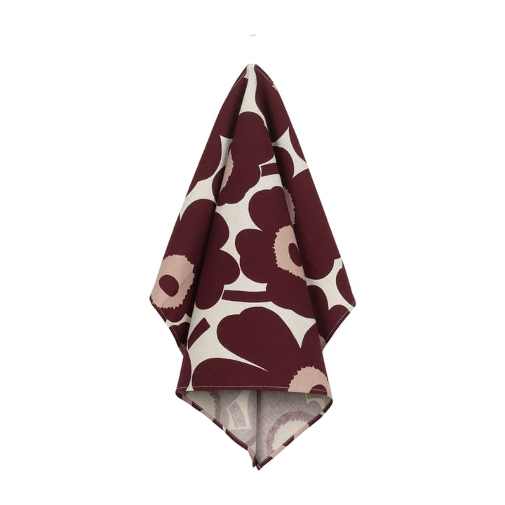 Pieni Unikko viskestykke 43x70 cm, Cotton/Burgundy/Pink Marimekko