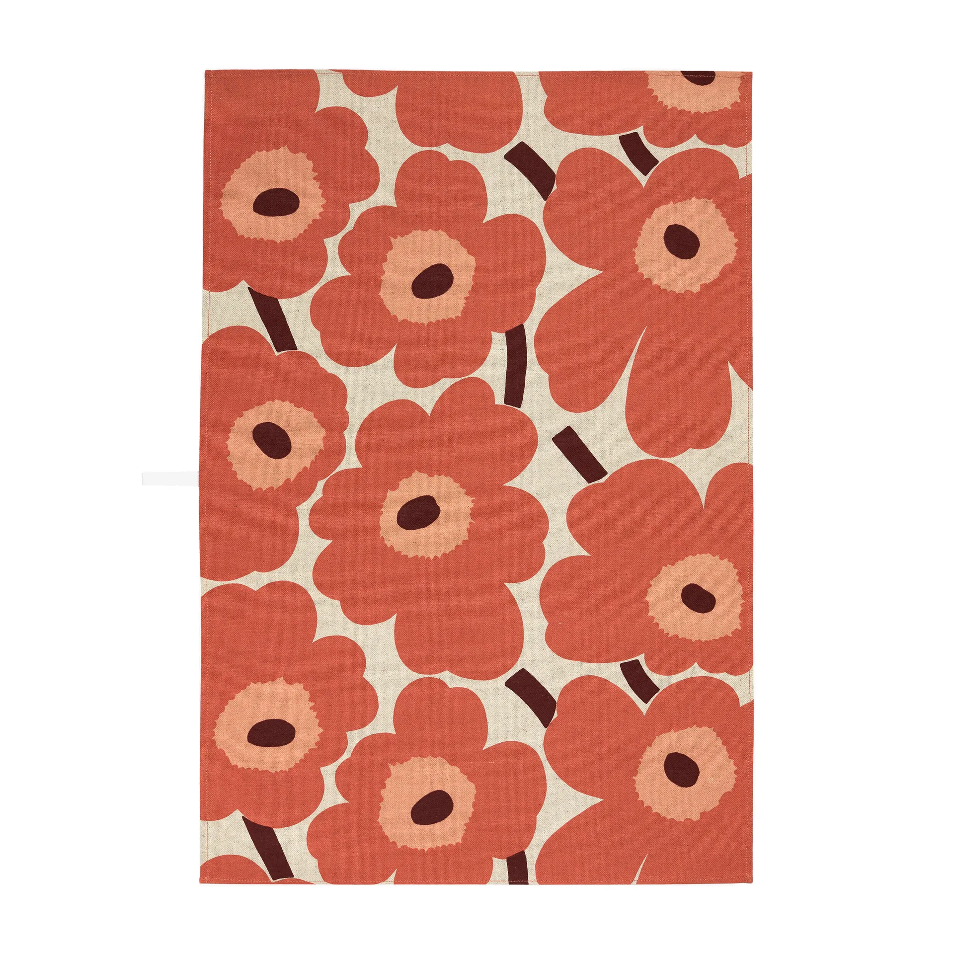 Pieni Unikko viskestykke bomuld/hør 47x70 cm, Beige/Orange/Brun Marimekko