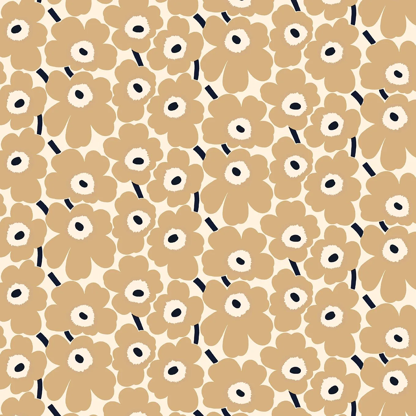 Pieni Unikko voksdug, Naturhvid/Beige/Mørkeblå Marimekko