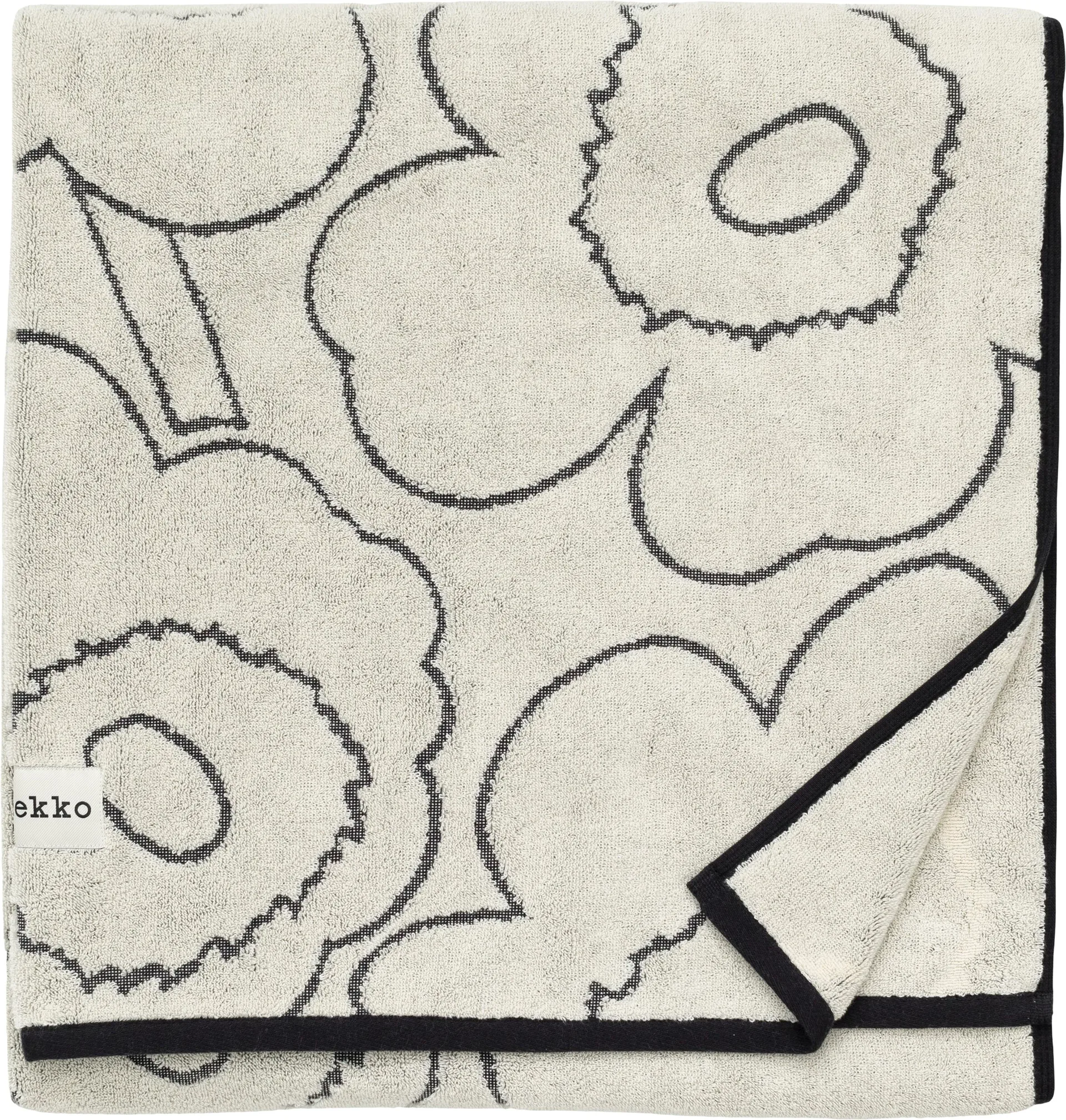 Piirto Unikko badhåndklæde 100x160 cm, Ivory-black Marimekko