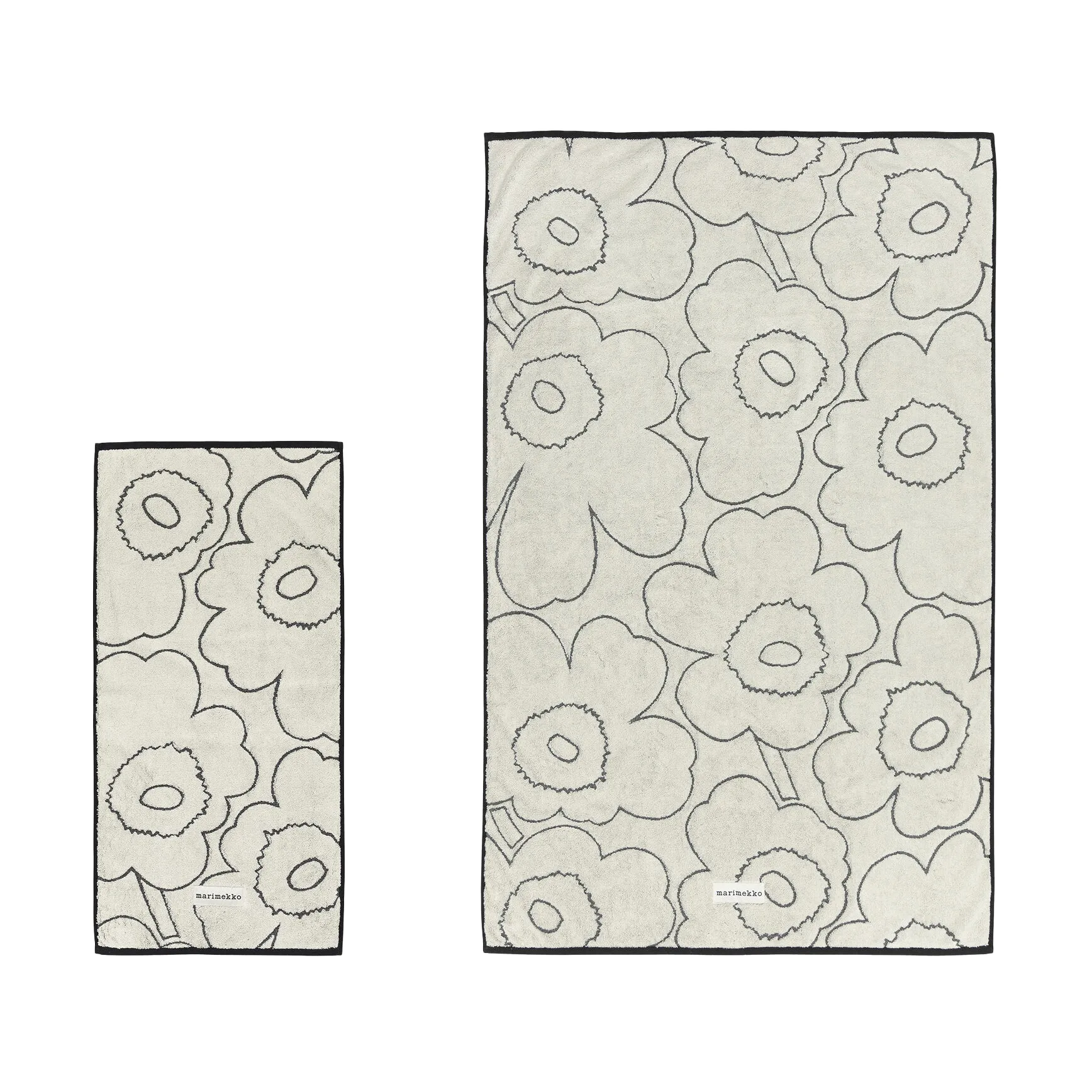 Piirto Unikko håndklædesæt 2 dele, Ivory-black Marimekko