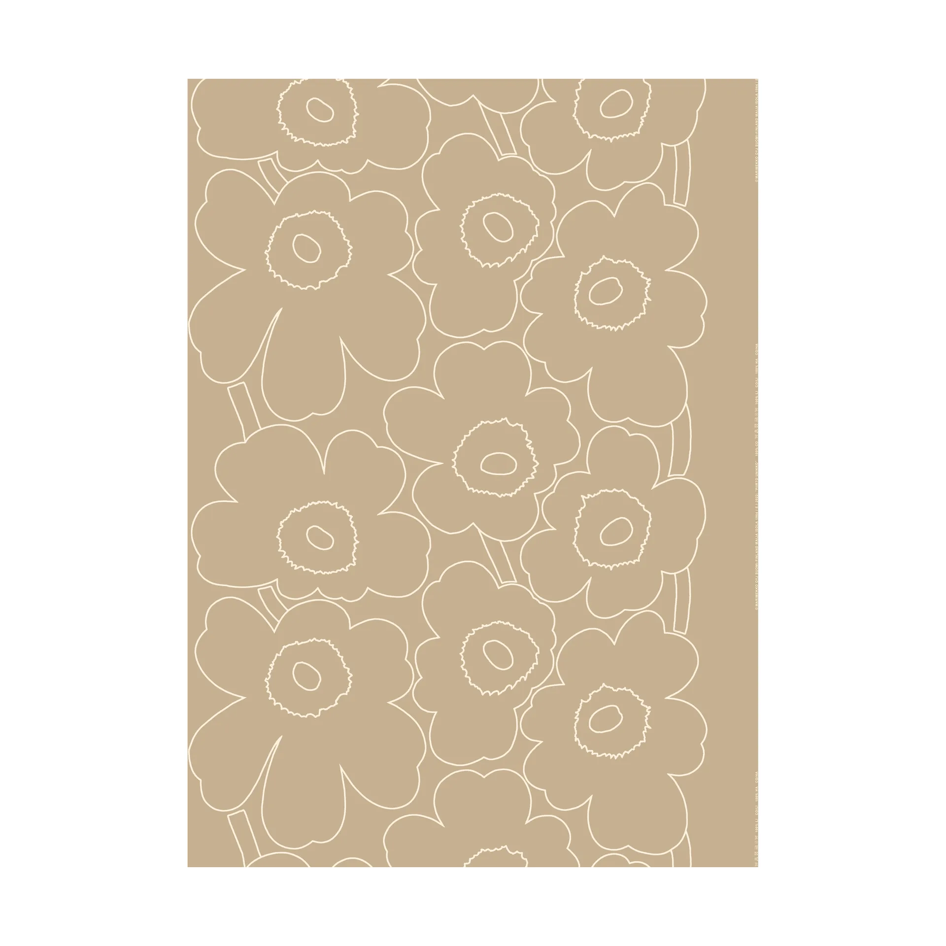 Piirto Unikko stof i ubleget hør, Linen-white Marimekko