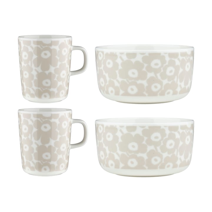 Pikkuinen Unikko morgenmadsæt 4 stk. - White-straw - Marimekko