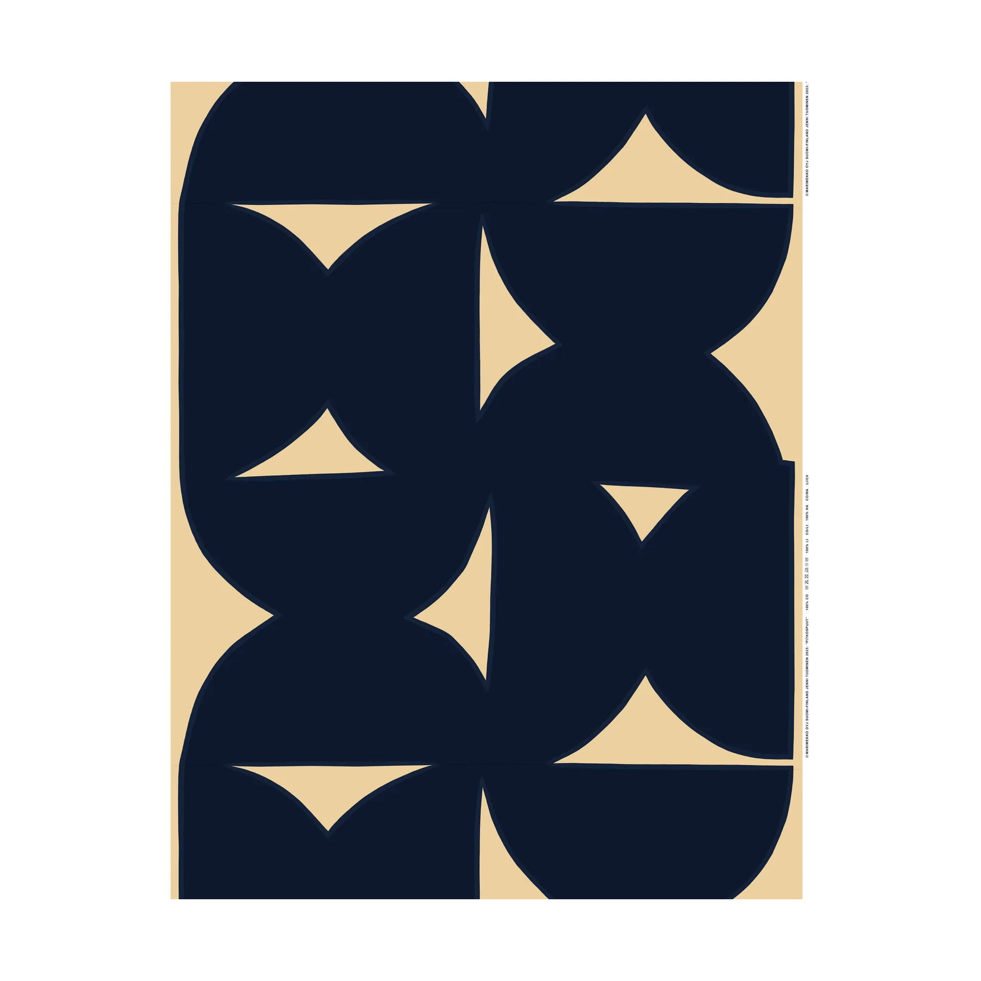 Pitkospuut bomuldsstof, Sand-dark navy Marimekko