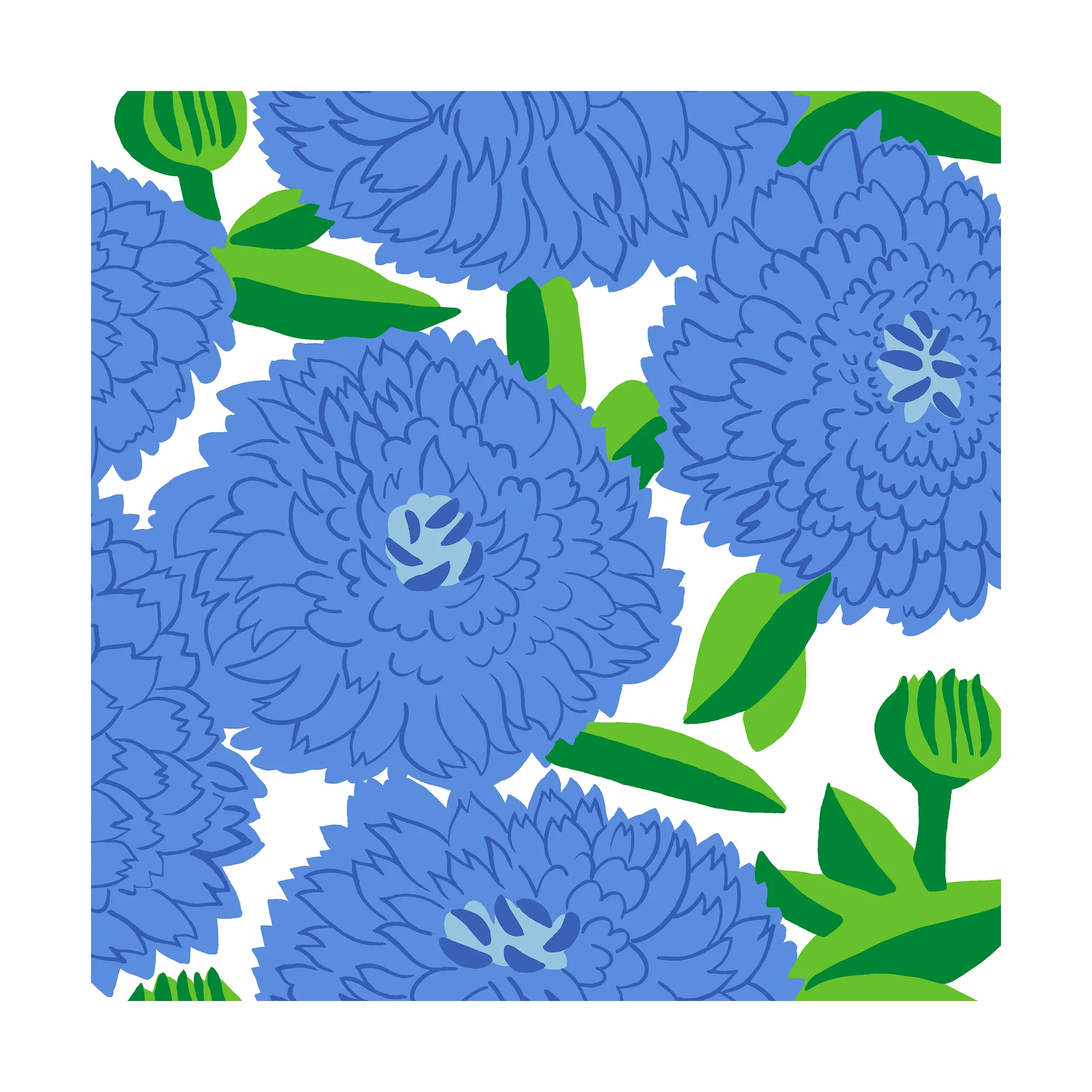 Primavera servietter 33x33 cm 20-pak, Blue Marimekko