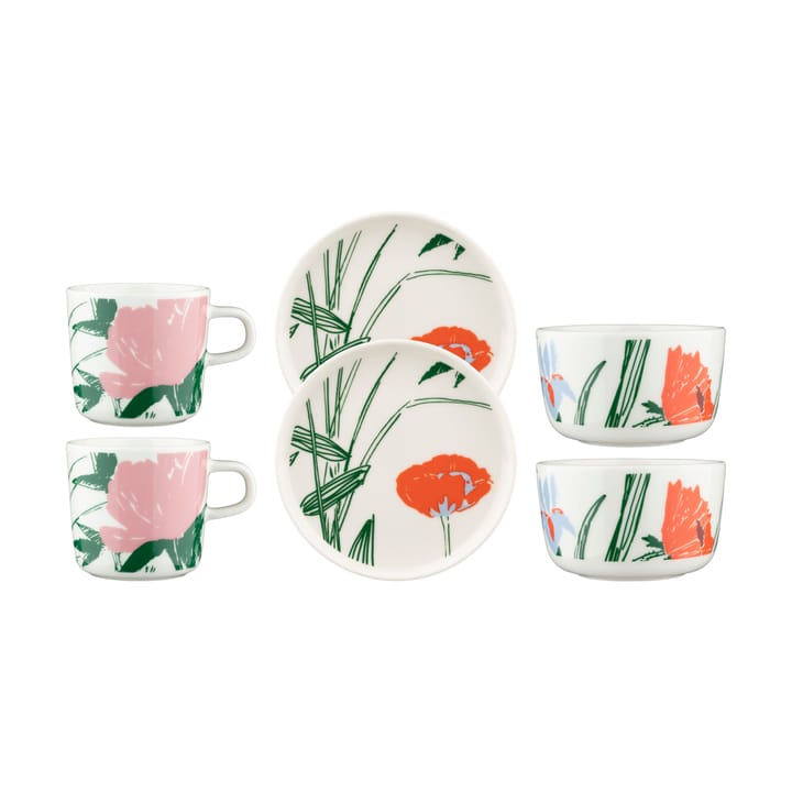 Puutarhakutsut servicesæt 6 dele - White-green-orange - Marimekko