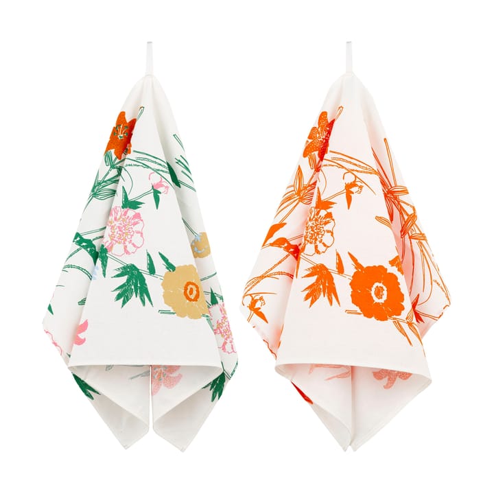 Puutarhakutsut viskestykke 2 dele - White-green-orange-beige - Marimekko