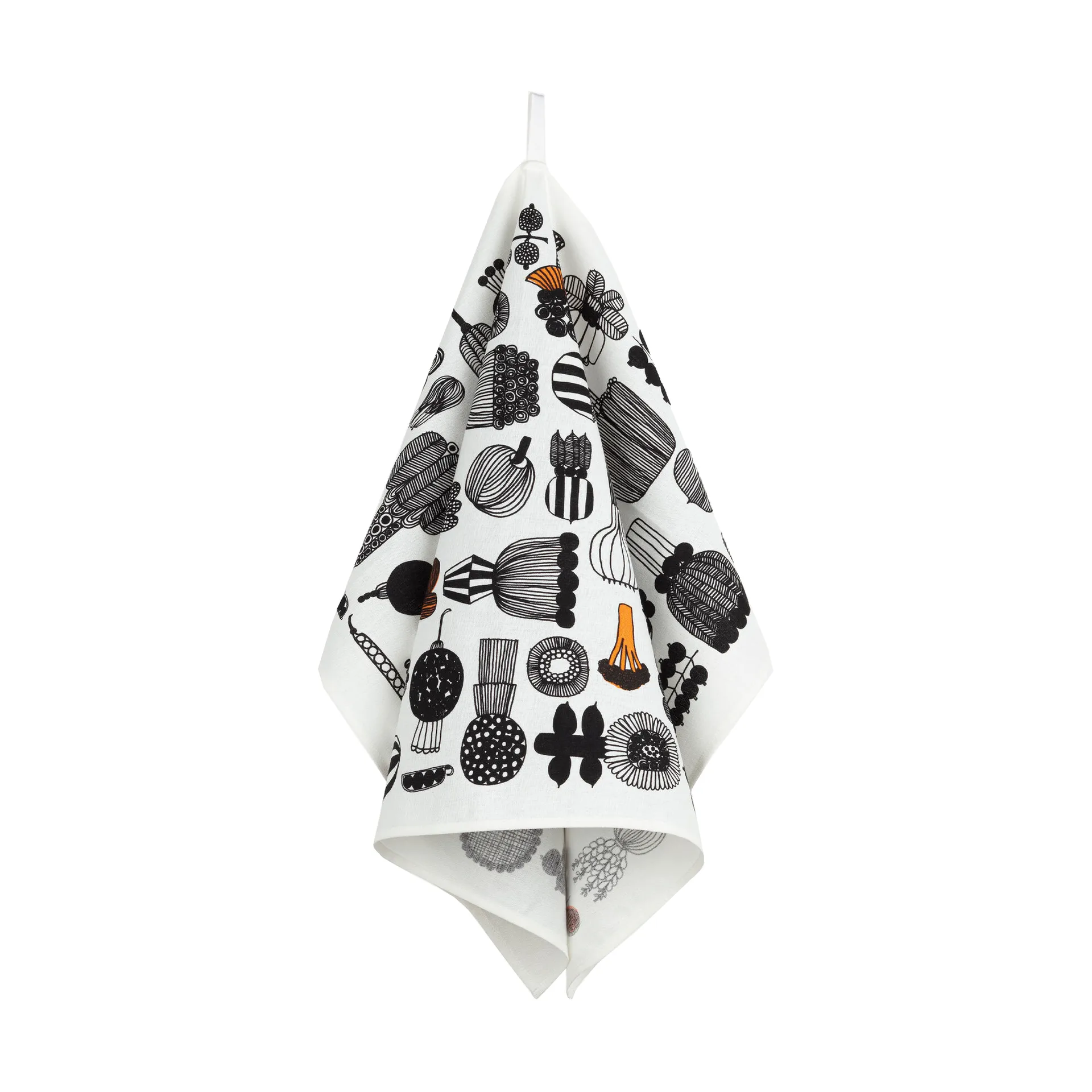 Puutarhurin parhaat viskestykke 47x70 cm, White-black-orange Marimekko
