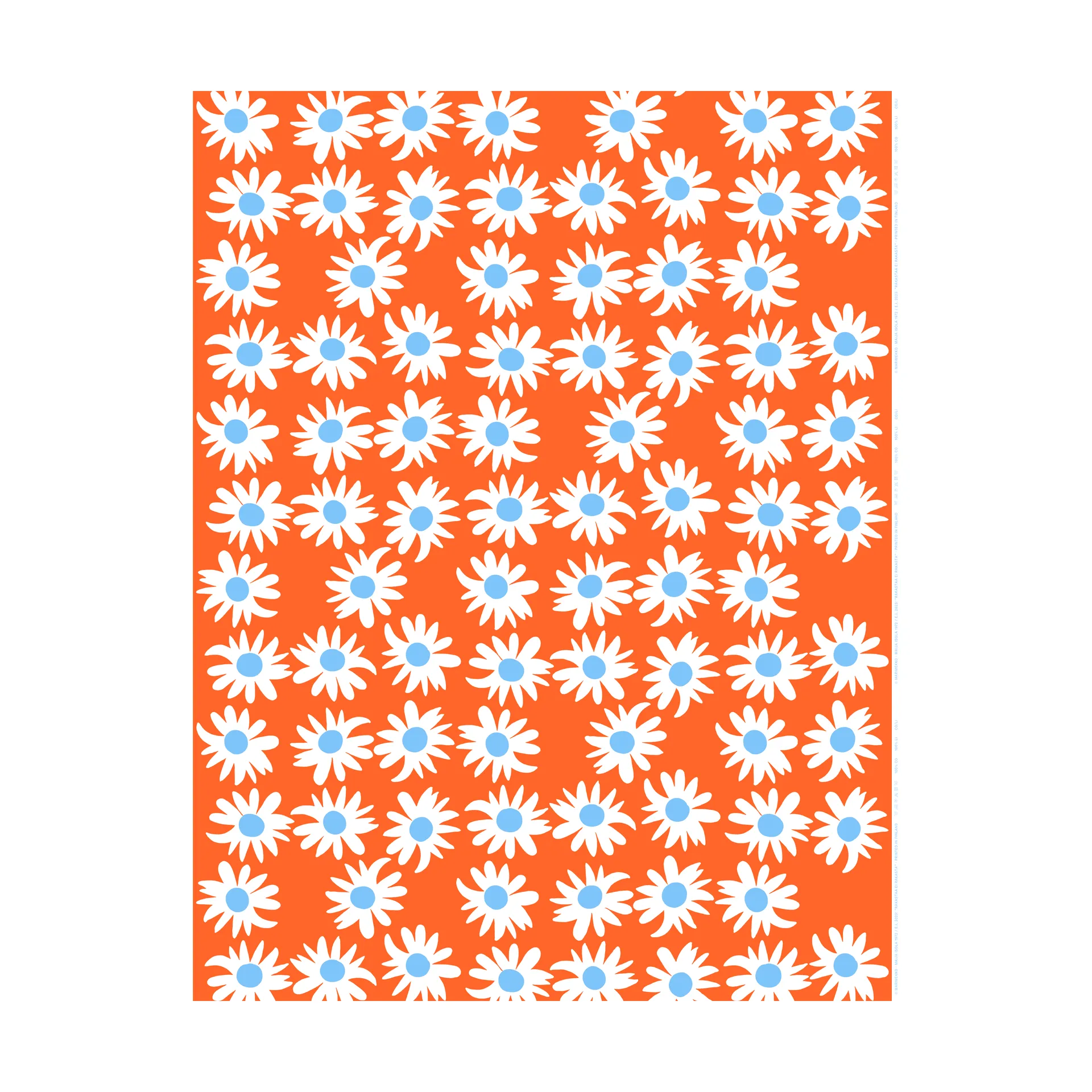 Rakastaa ei rakasta bomuldsstof, Orange-Off-white-light blue Marimekko