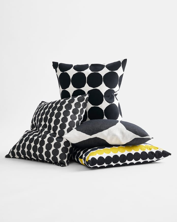 Räsymatto pudebetræk, sort-grå-gul Marimekko