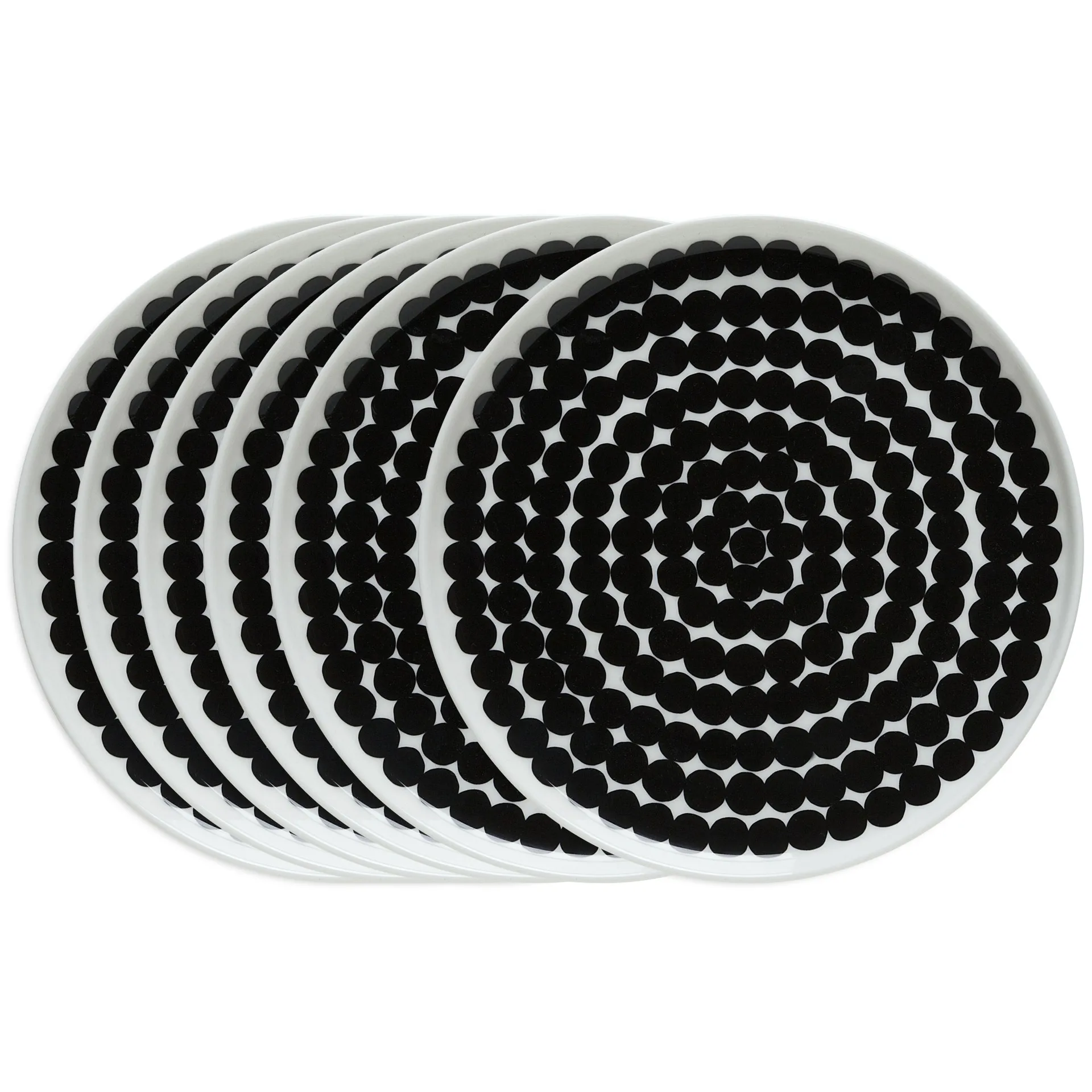 Räsymatto tallerken 20 cm, 6 stk sort-hvid,  Marimekko