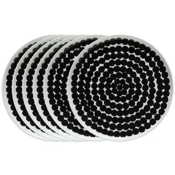 Räsymatto tallerken 20 cm, 6 stk sort-hvid - Marimekko