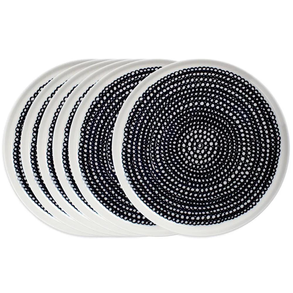 Räsymatto tallerken 20 cm 6 stk_sort små prikker,  Marimekko