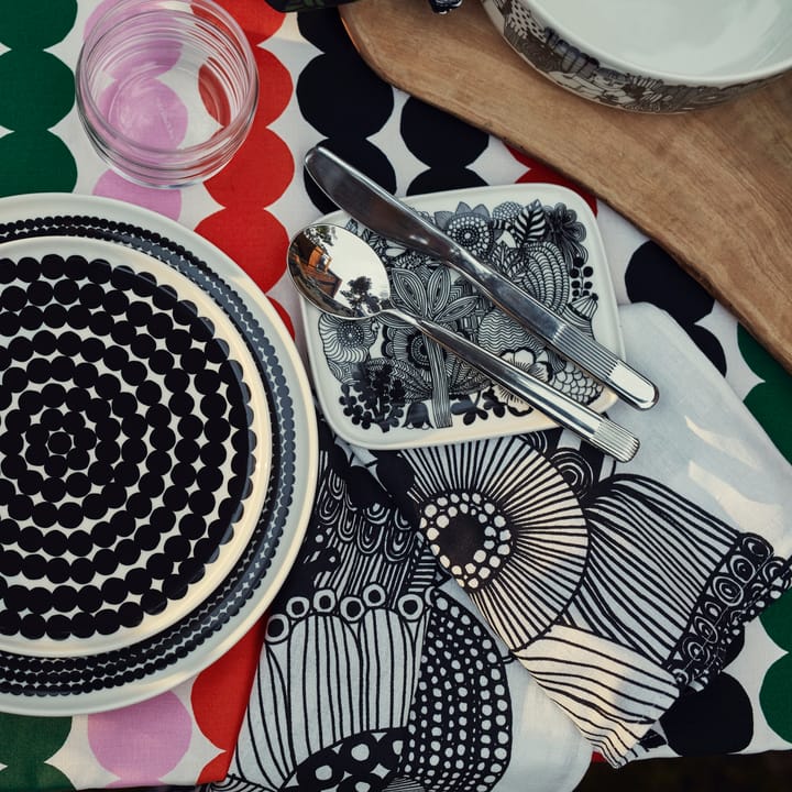 Räsymatto tallerken Ø 25 cm, sort-hvid Marimekko