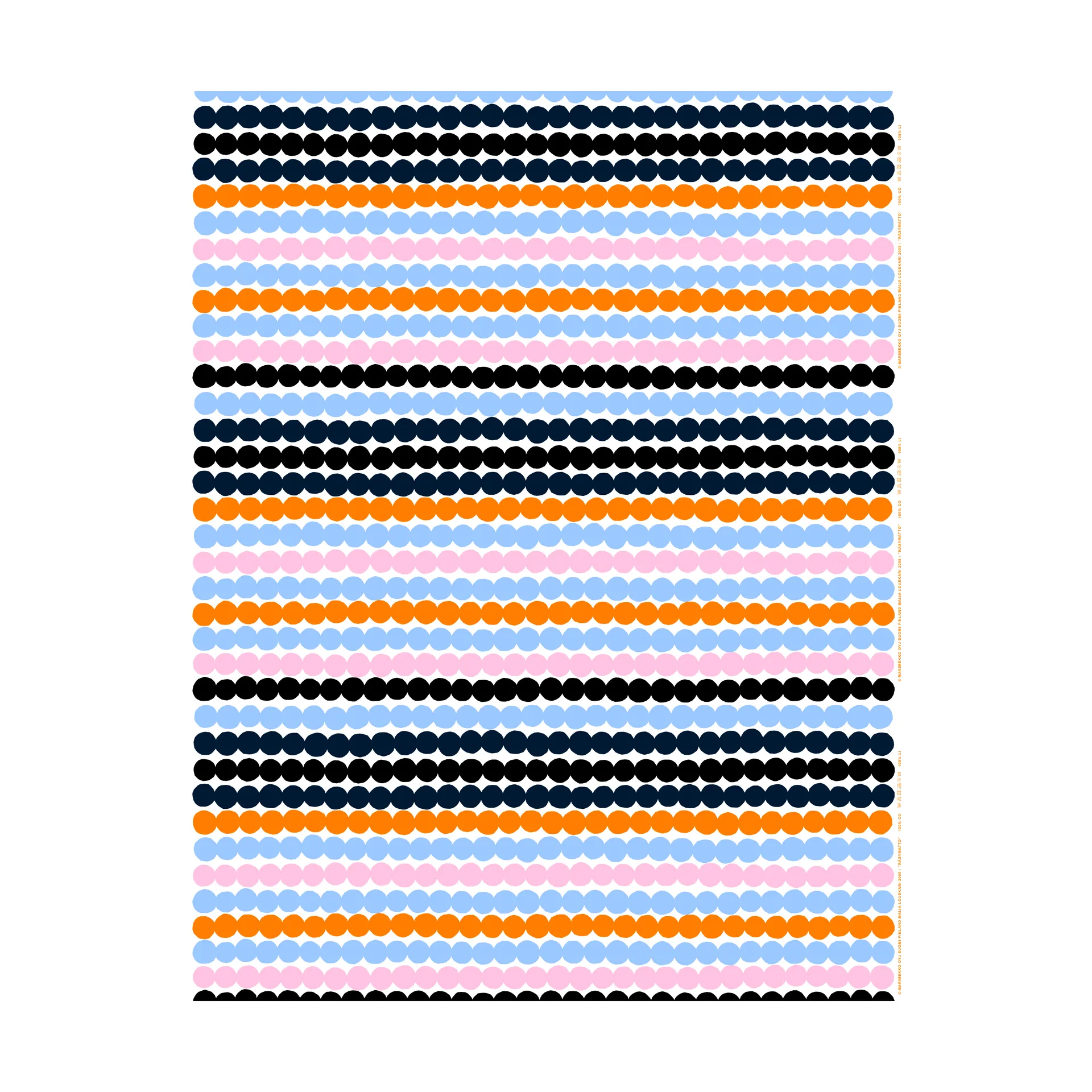 Räsymatto tekstil, White-light blue-orange-pink Marimekko