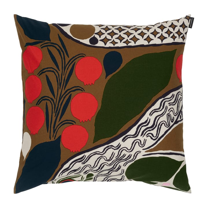 Rusakko pudebetræk 50x50 cm - brun-mørkeblå-rød - Marimekko