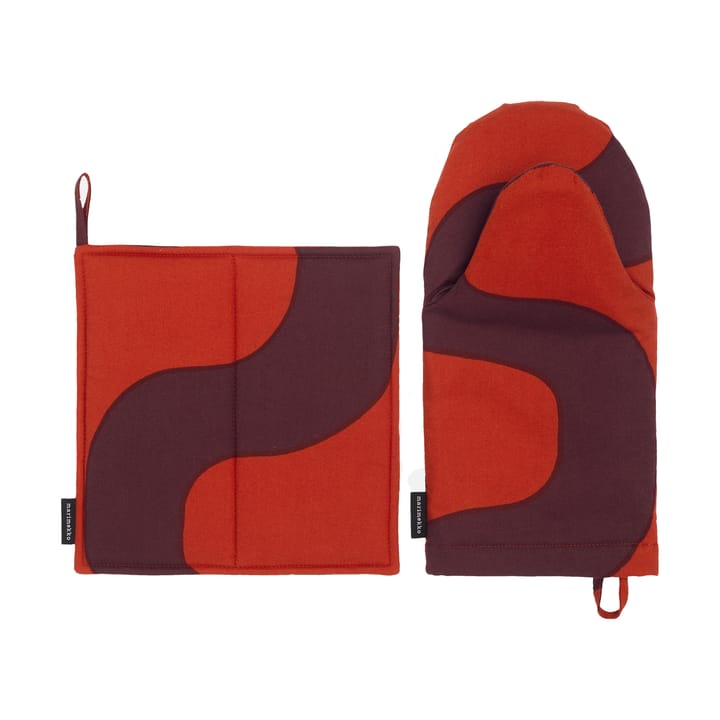 Seireeni grydehandske og grydelapper. sæt 2 dele, Red-burgundy Marimekko