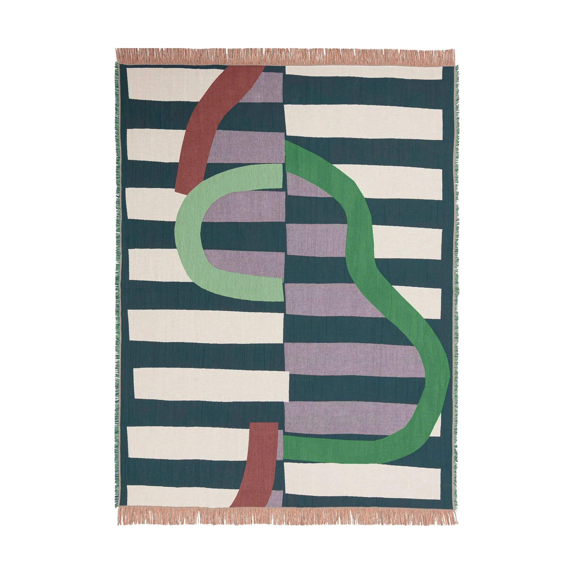 Siirto plaid jacquard 140x180 cm, Powder-d. blue-l. blue-coral Marimekko