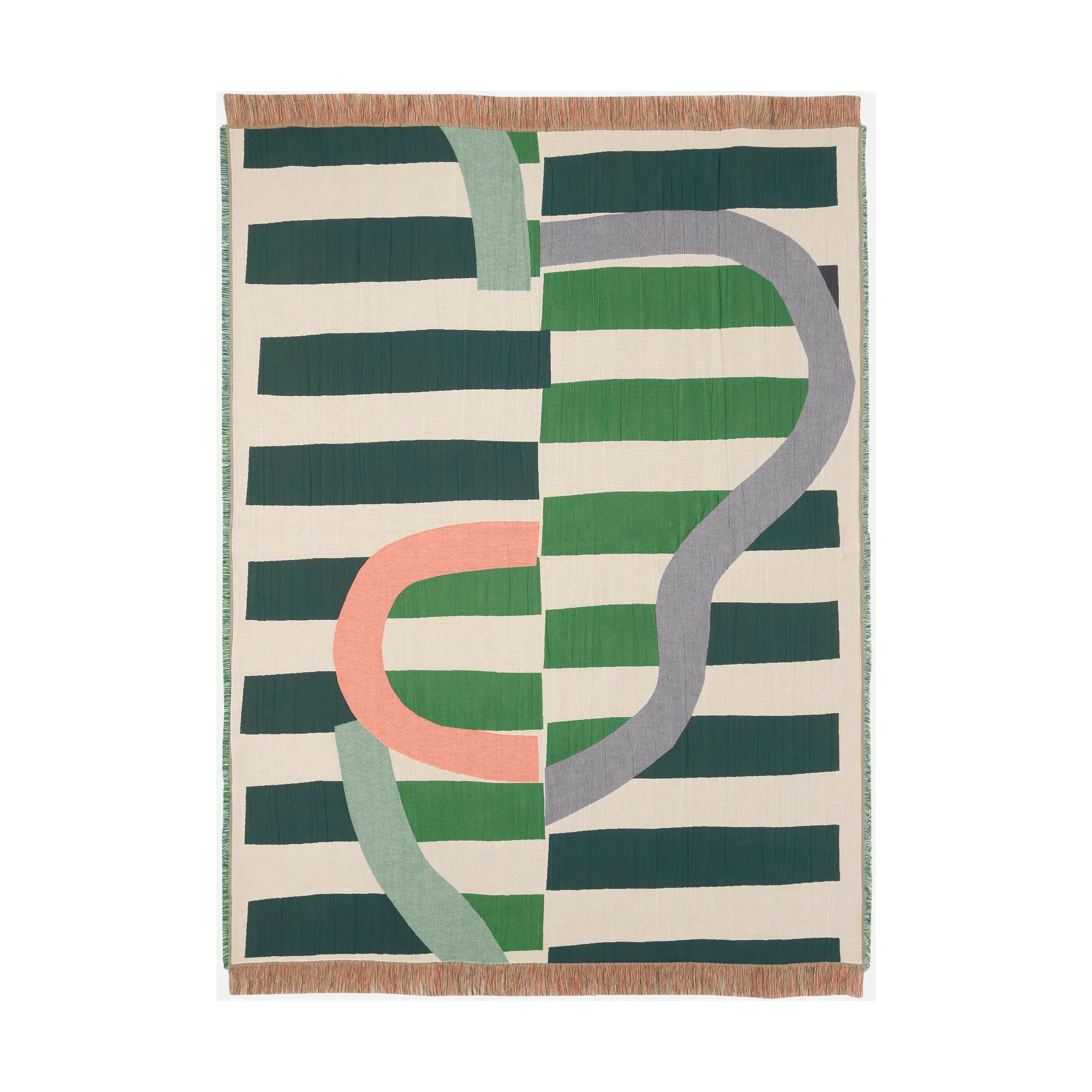 Siirto plaid jacquard 140x180 cm, Powder-d. blue-l. blue-coral Marimekko