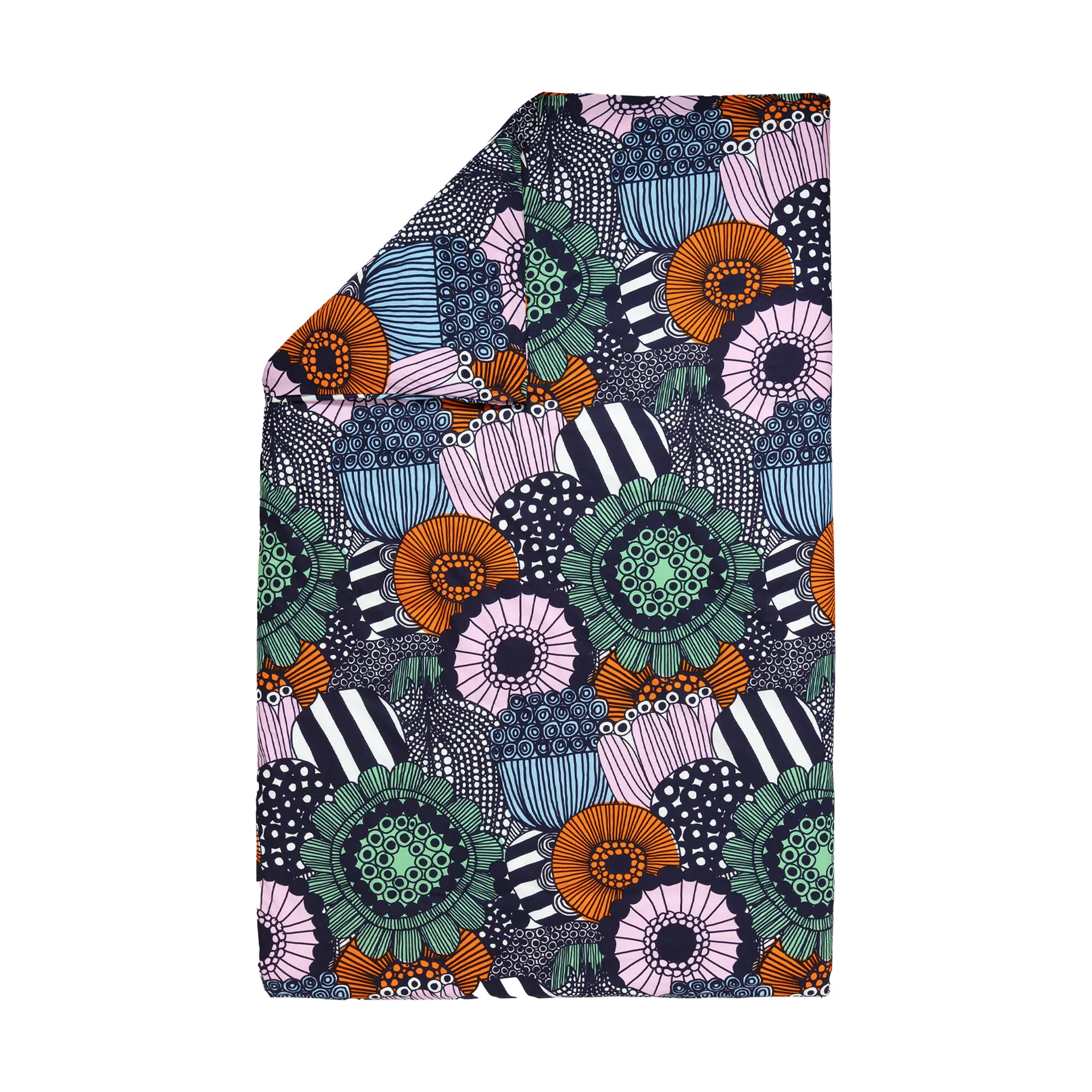 Siirtolapuutarha dynebetræk 150x210 cm, White-dark blue-orange Marimekko