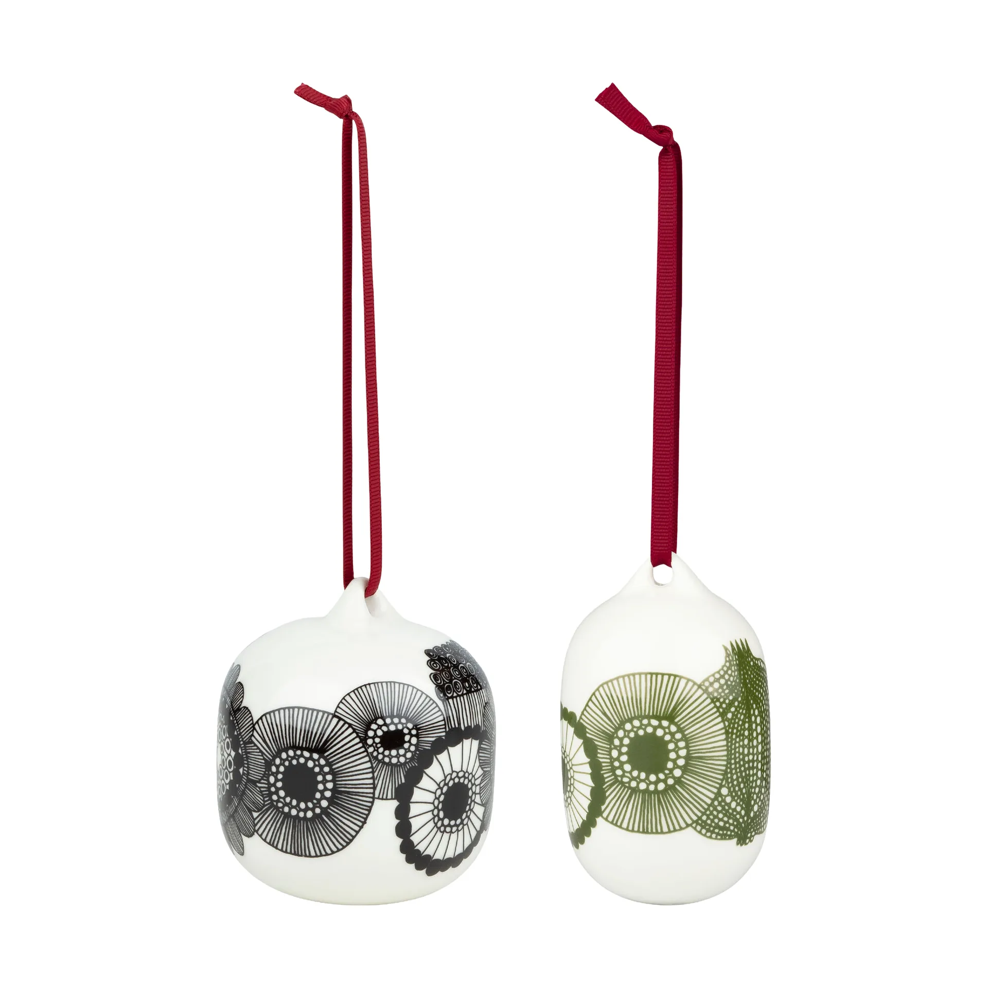 Siirtolapuutarha julekugler 2025 2 pk, White-black-green Marimekko