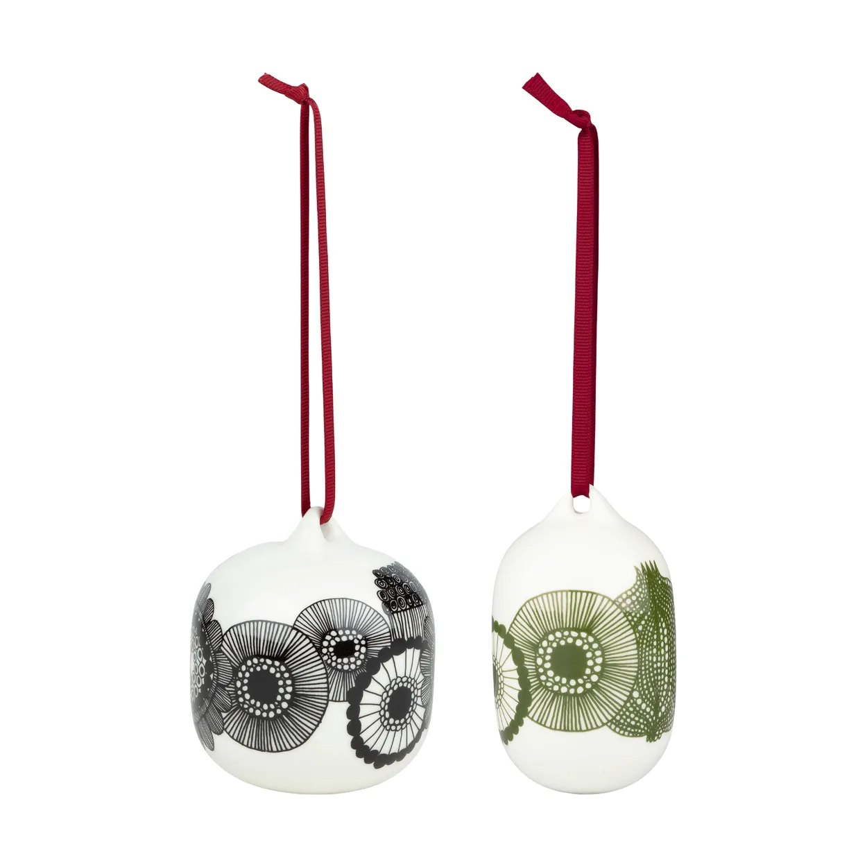 Marimekko Siirtolapuutarha julekugler 2025 2 pk White-black-green