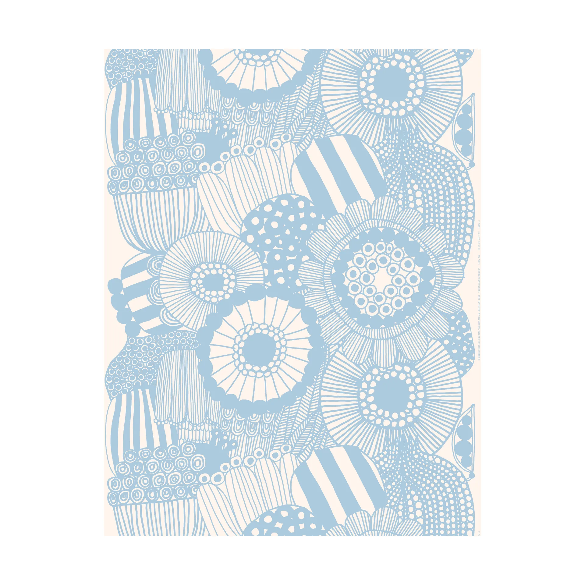 Siirtolapuutarha tekstil, Beige-blå Marimekko