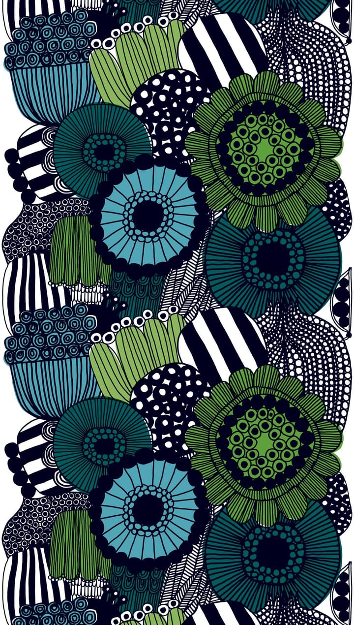 Siirtolapuutarha tekstil, blå-grøn Marimekko
