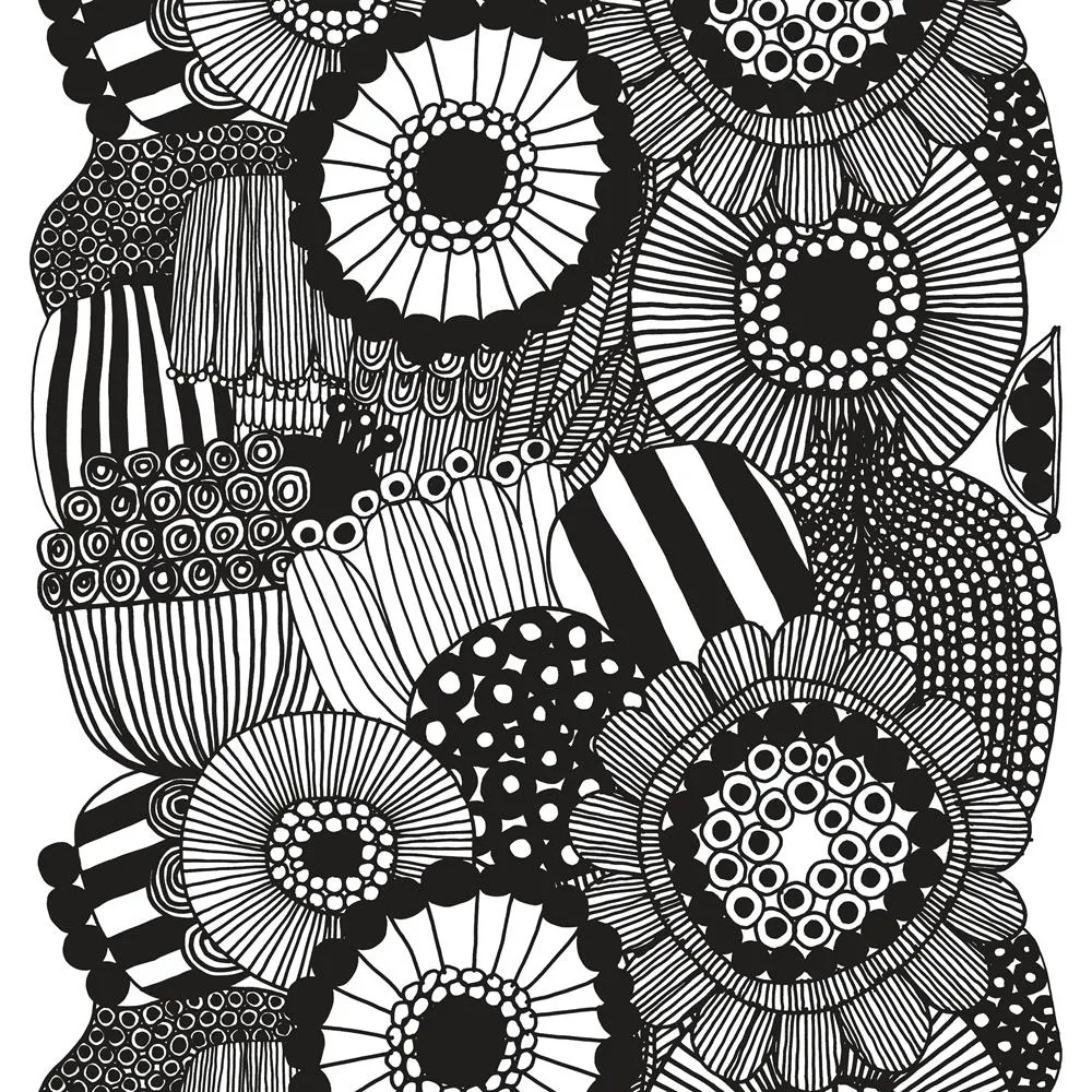 Siirtolapuutarha tekstil, hvid-sort Marimekko