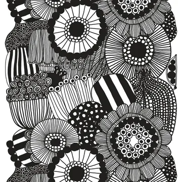Siirtolapuutarha tekstil - hvid-sort - Marimekko