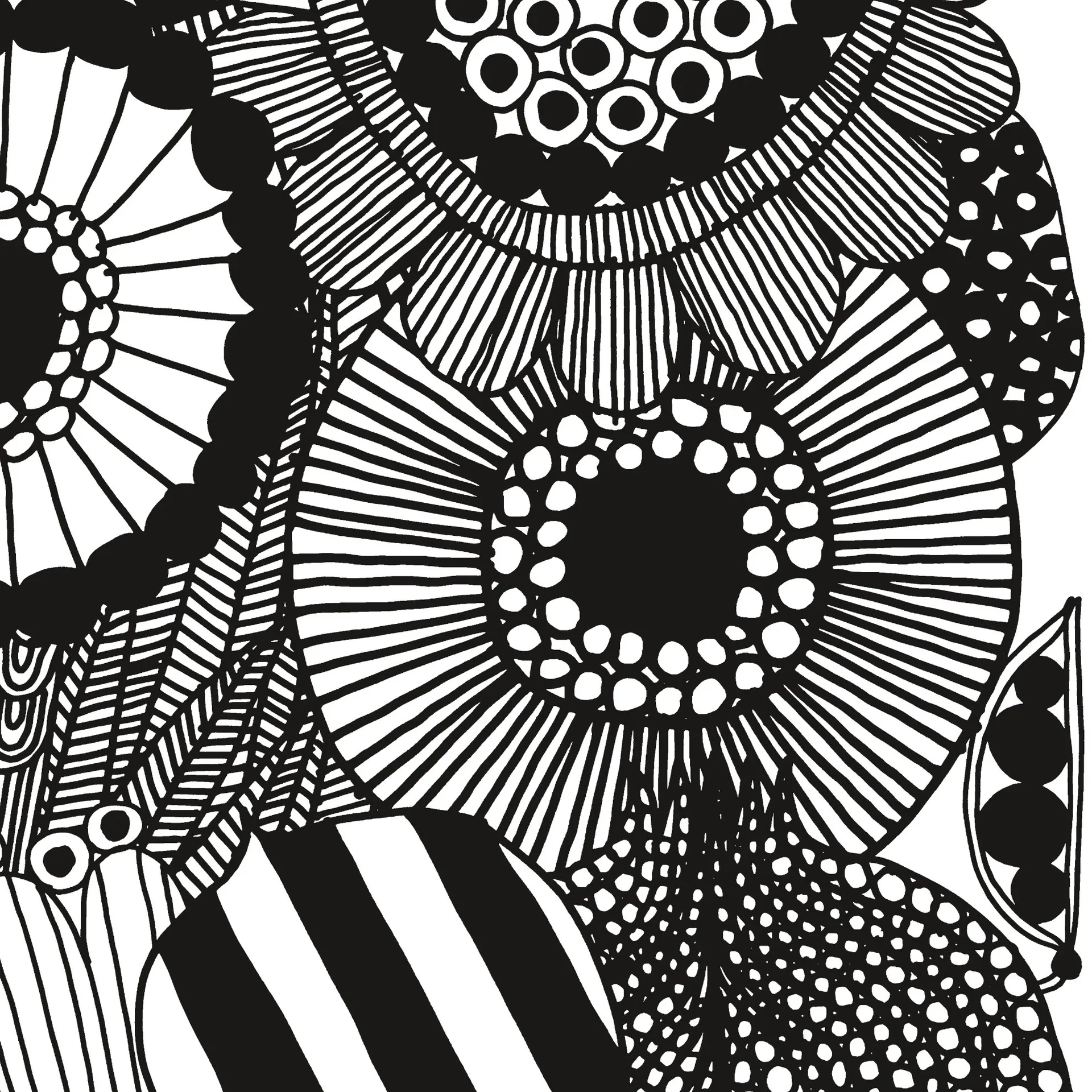 Siirtolapuutarha tekstil, hvid-sort Marimekko