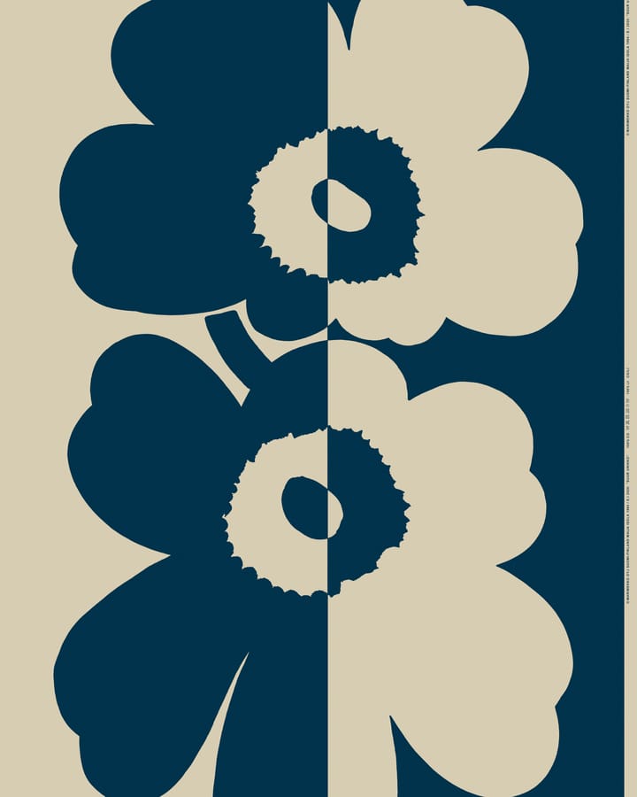 Suur Unikko stof, Beige/Mørkeblå Marimekko