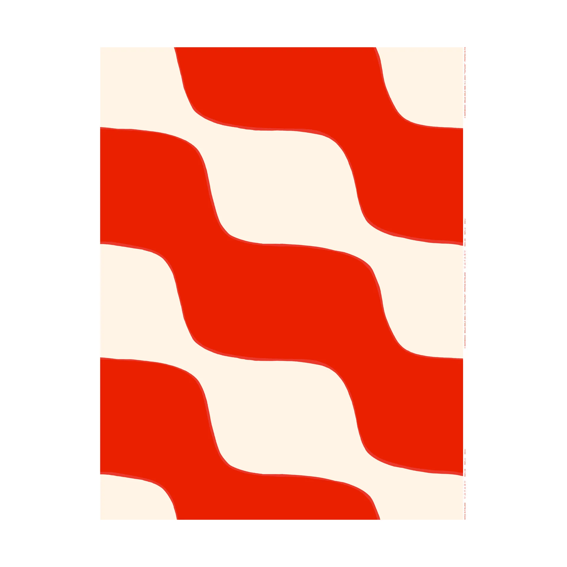 Taifuuni stof, Natural white, orange red, bomuld Marimekko