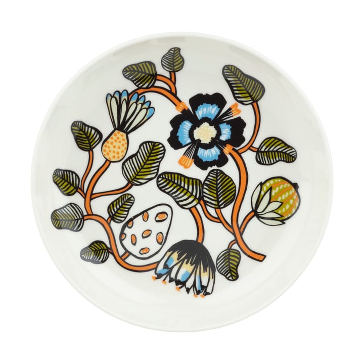 Tiara dyb tallerken Ø20,5 cm - White-warm orange-green - Marimekko