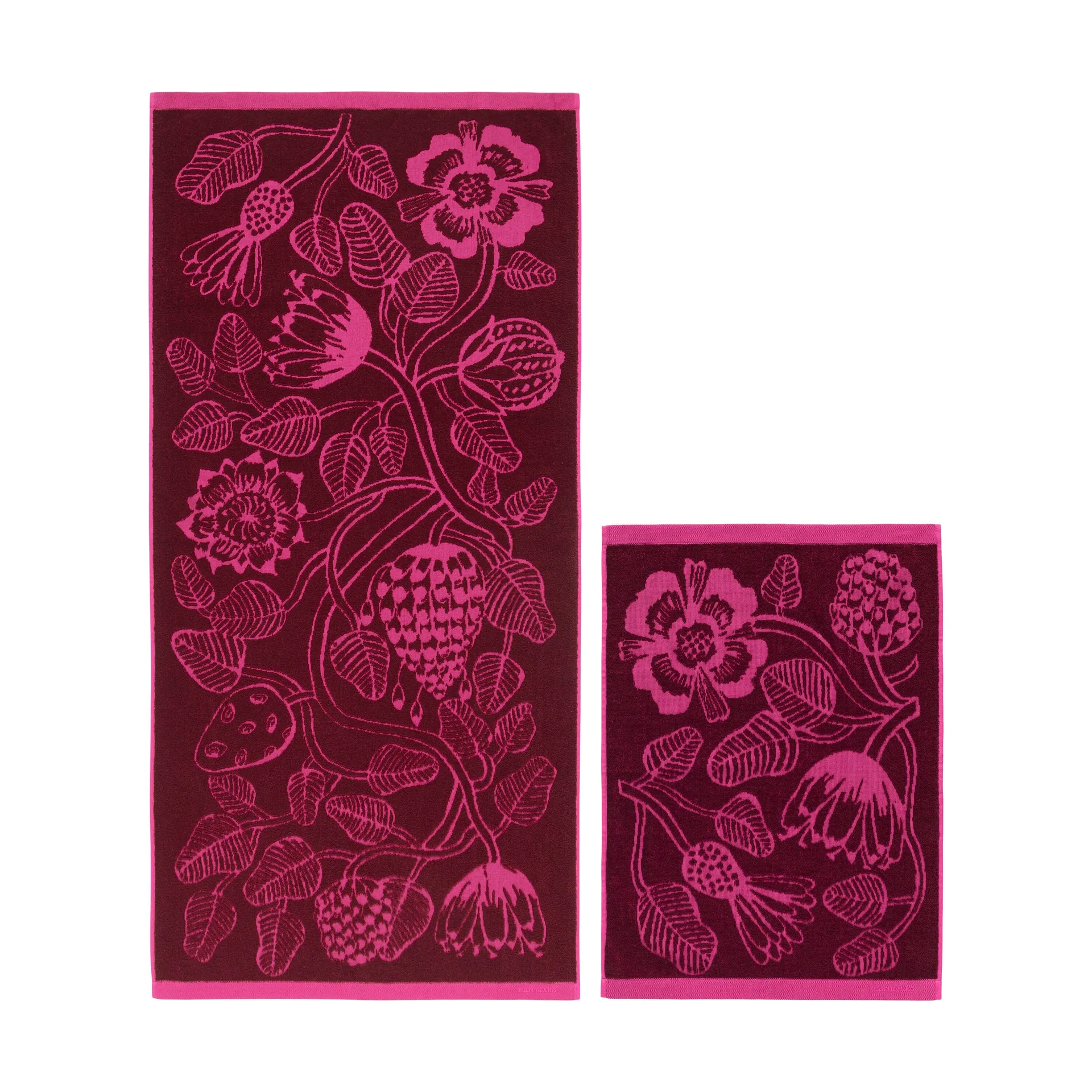 Tiara håndklædesæt 2 dele, Burgundy-pink Marimekko