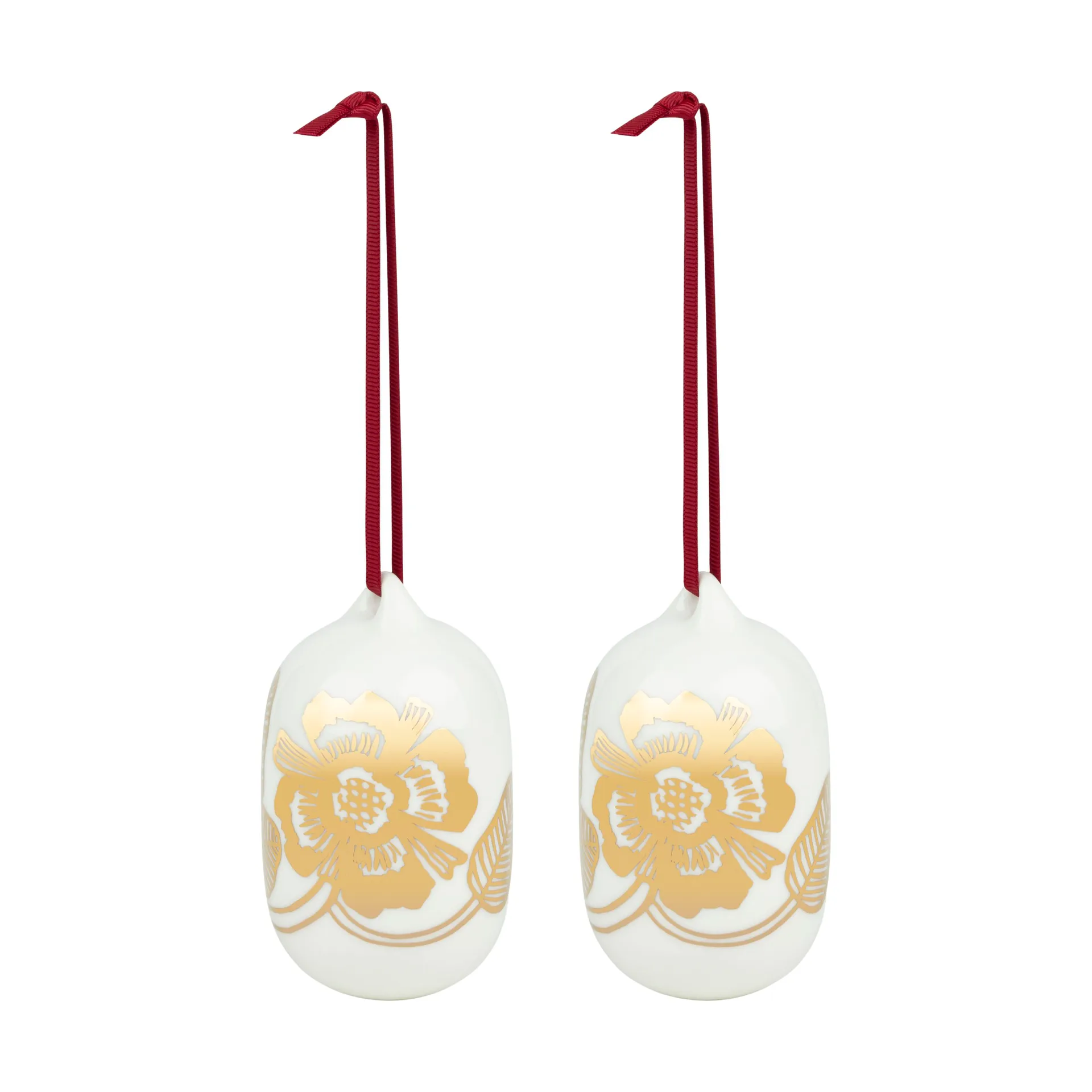 Tiara julekugler 2025 6x9 cm, White-gold Marimekko