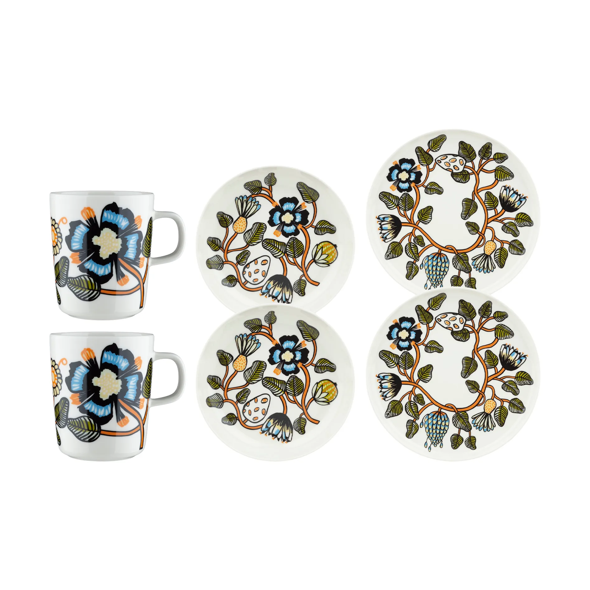 Tiara middagssæt 6 dele, White-warm orange-green Marimekko