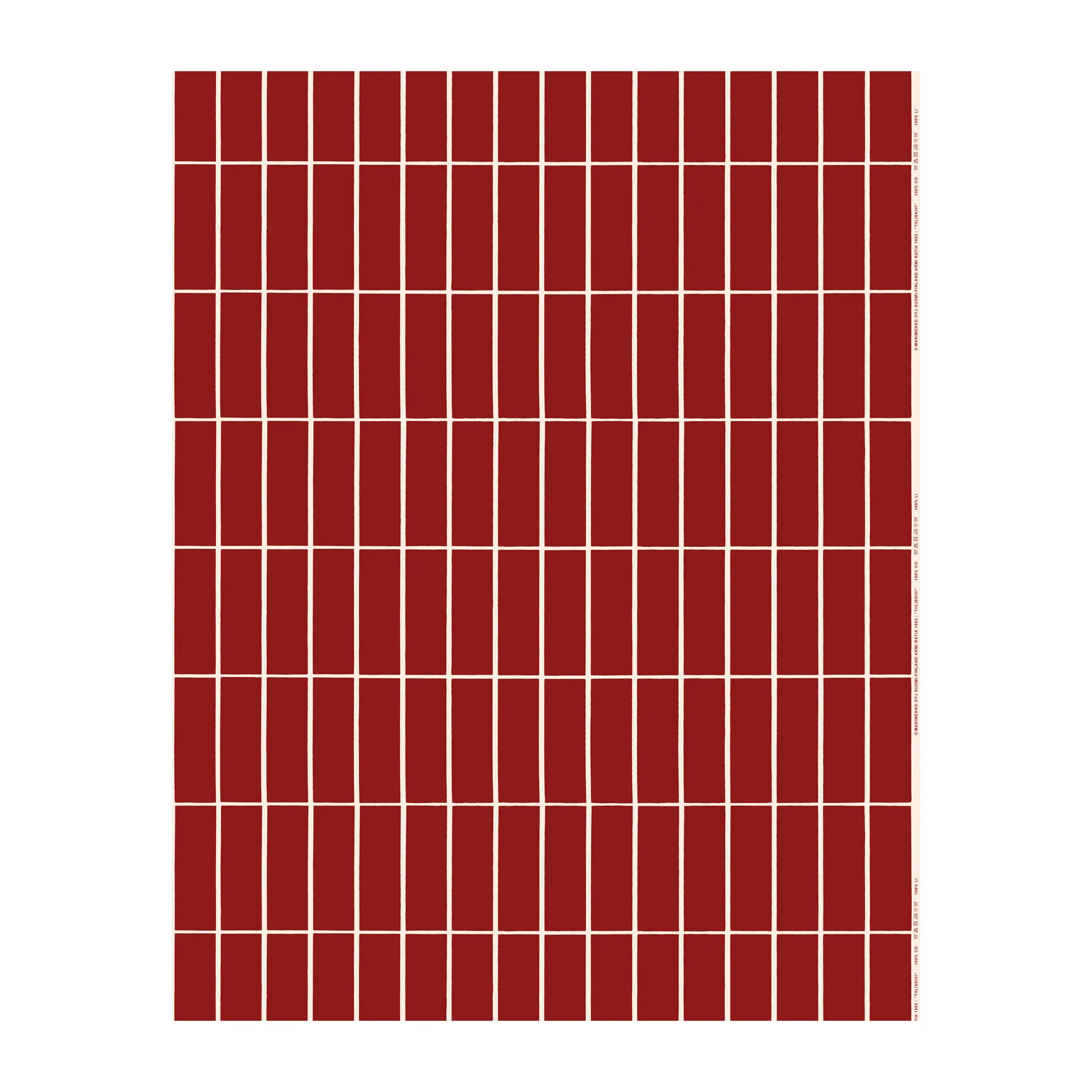 Tiiliskivi satinstof, Rød/Beige Marimekko
